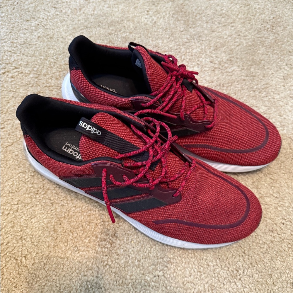 Adidas Red and Black Athletic Shoes with Mesh Upper